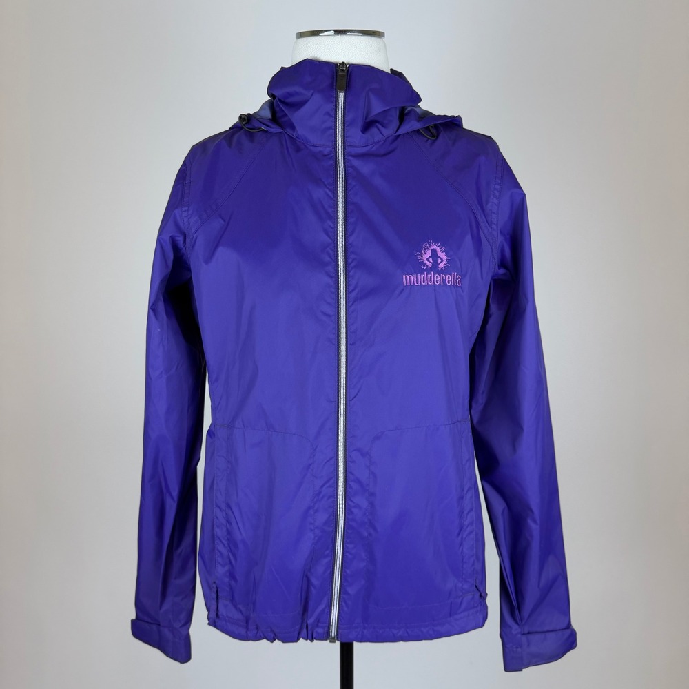 Columbia Mudderella Purple Windbreaker Rain Jacket Hooded Womens Medium Gorpcore